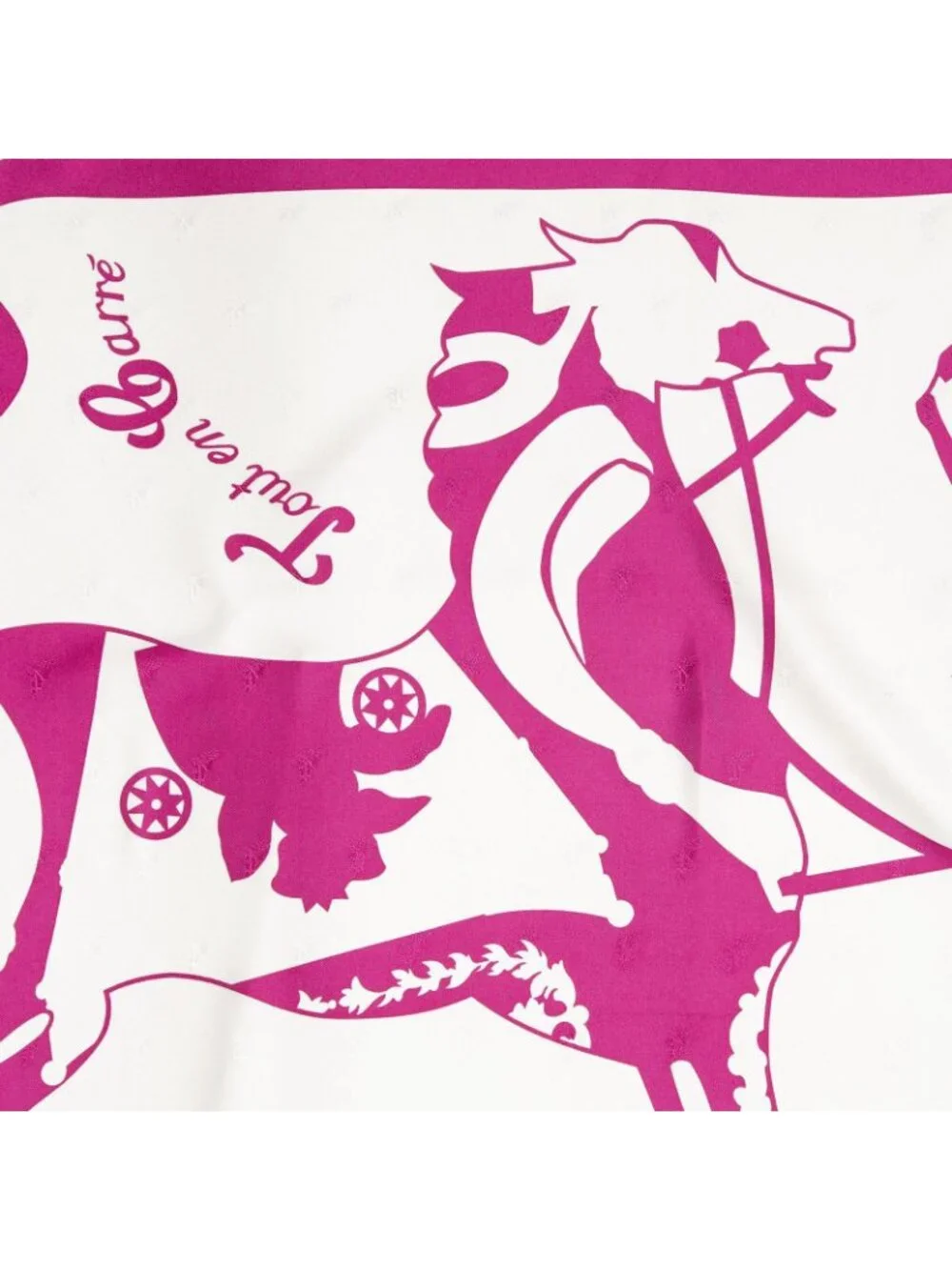 Hermes Scarf Fuchsia White 100% Jacquard Silk